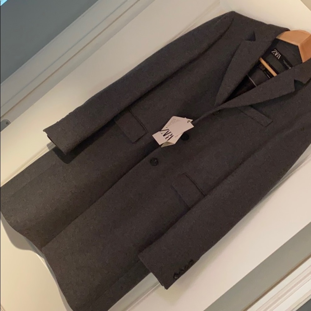 Zara Manteco Wool Buttoned Menswear Style Coat ( New)